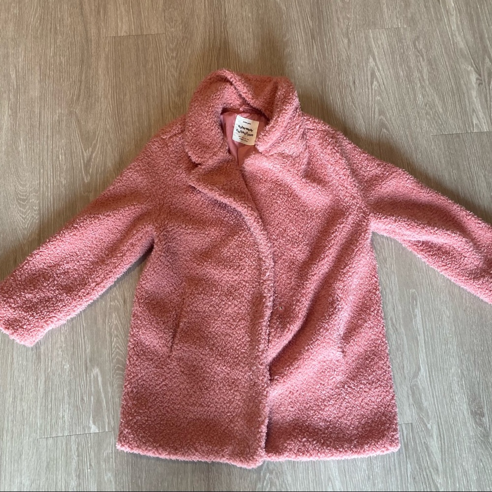 Zara Pink Fuzzy Teddy Bear Coat 🧸